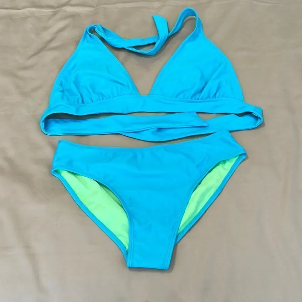 Wonder nation old navy girls szL beautiful turquoise 2 piece bathing suit GUC